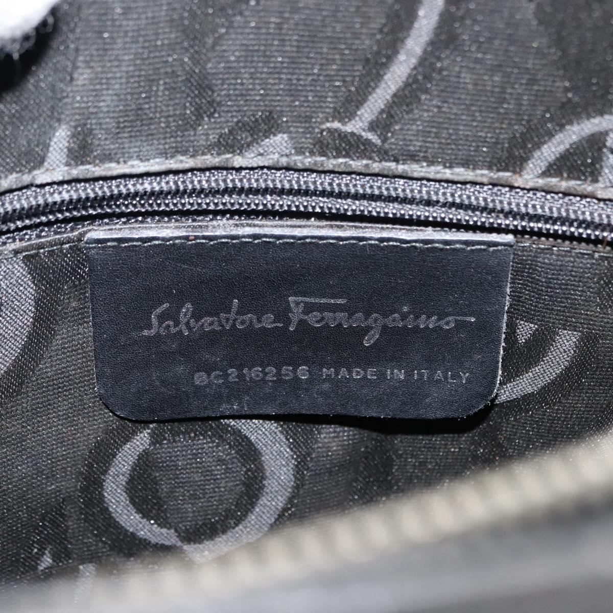 Salvatore Ferragamo Gancini Tote Bag Leather Gray Silver Auth 148318