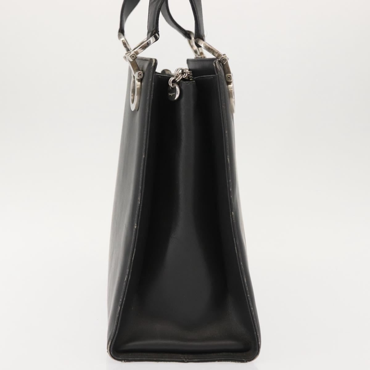 Salvatore Ferragamo Gancini Tote Bag Leather Gray Silver Auth 148318