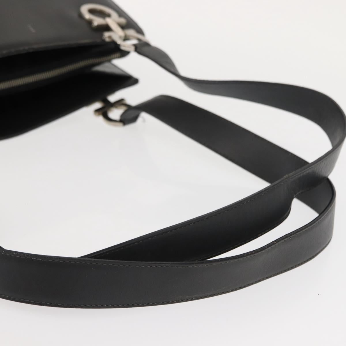 Salvatore Ferragamo Gancini Tote Bag Leather Gray Silver Auth 148318