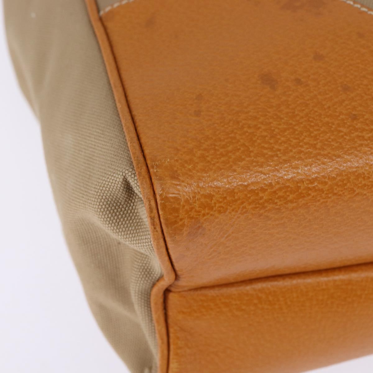 PRADA Tote Bag Canvas Beige Silver Auth 148319