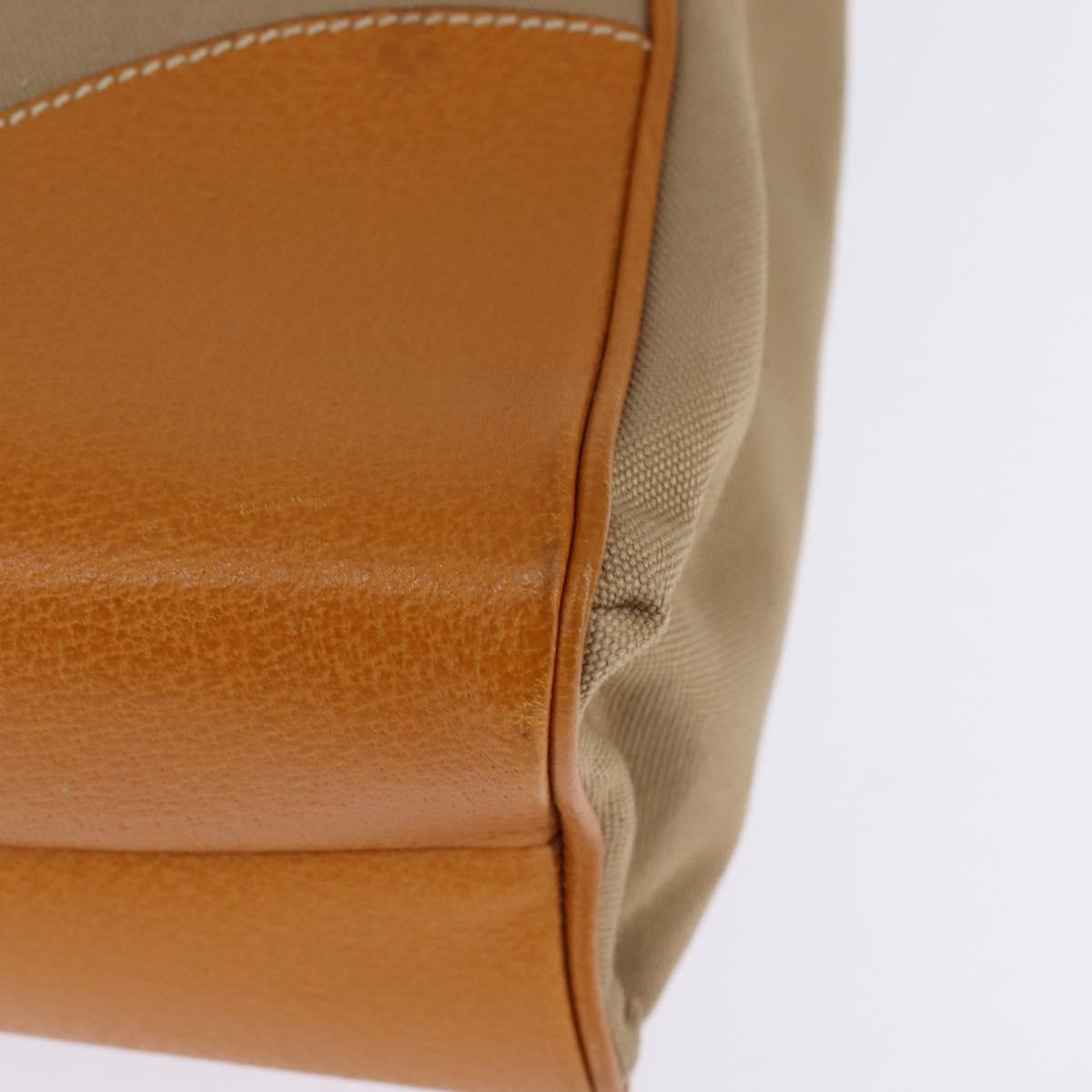 PRADA Tote Bag Canvas Beige Silver Auth 148319