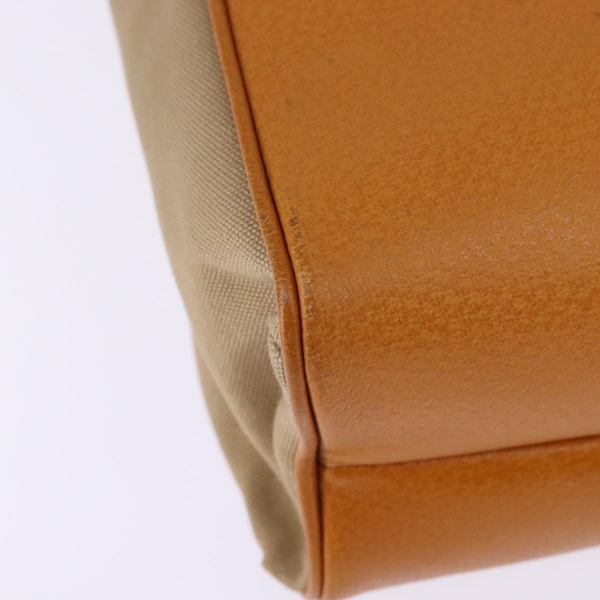 PRADA Tote Bag Canvas Beige Silver Auth 148319