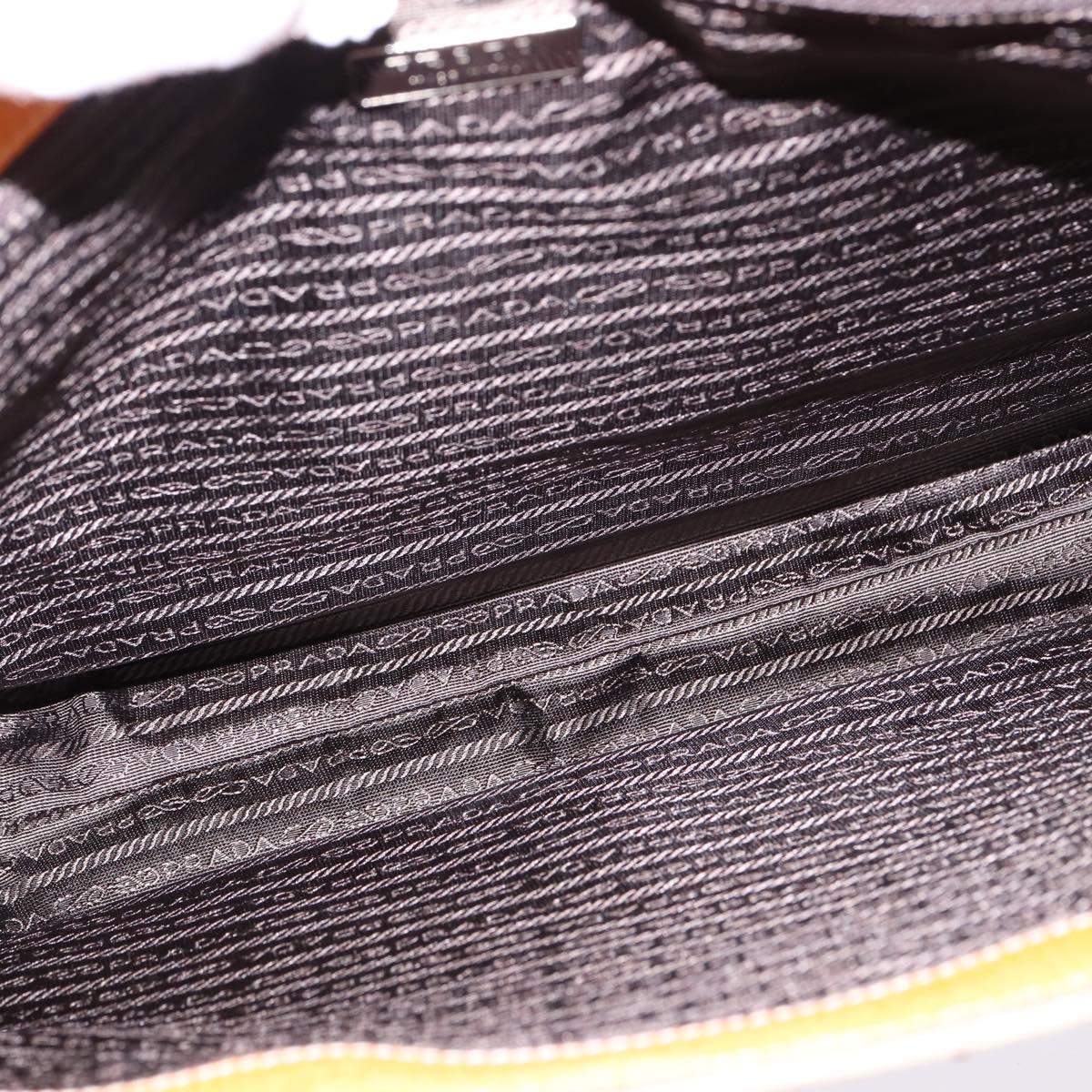 PRADA Tote Bag Canvas Beige Silver Auth 148319