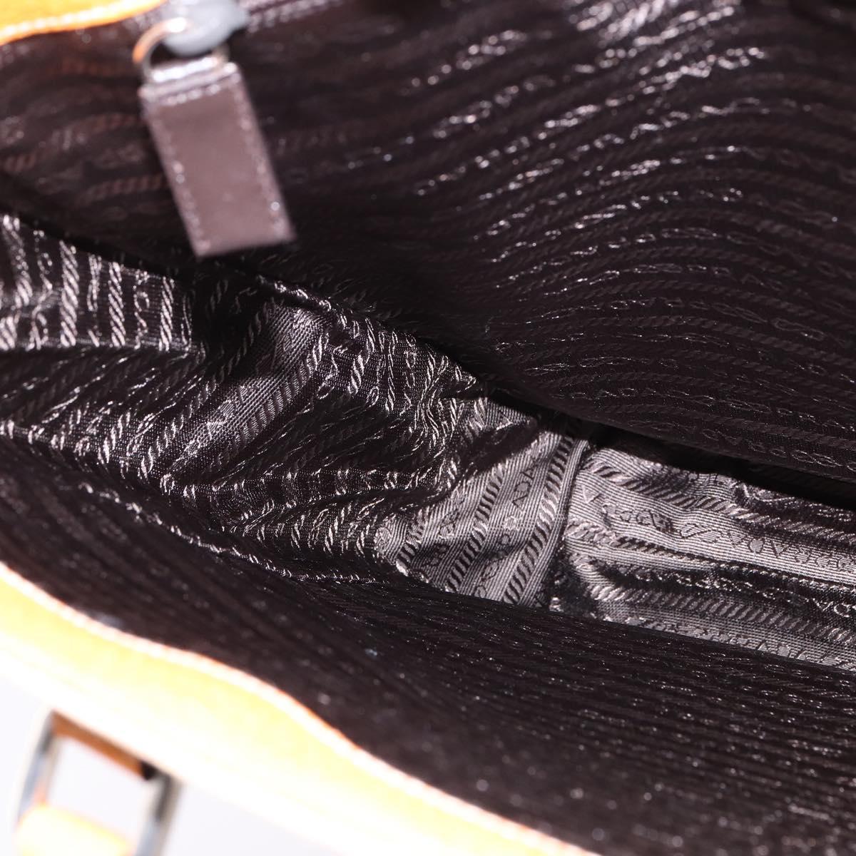 PRADA Tote Bag Canvas Beige Silver Auth 148319