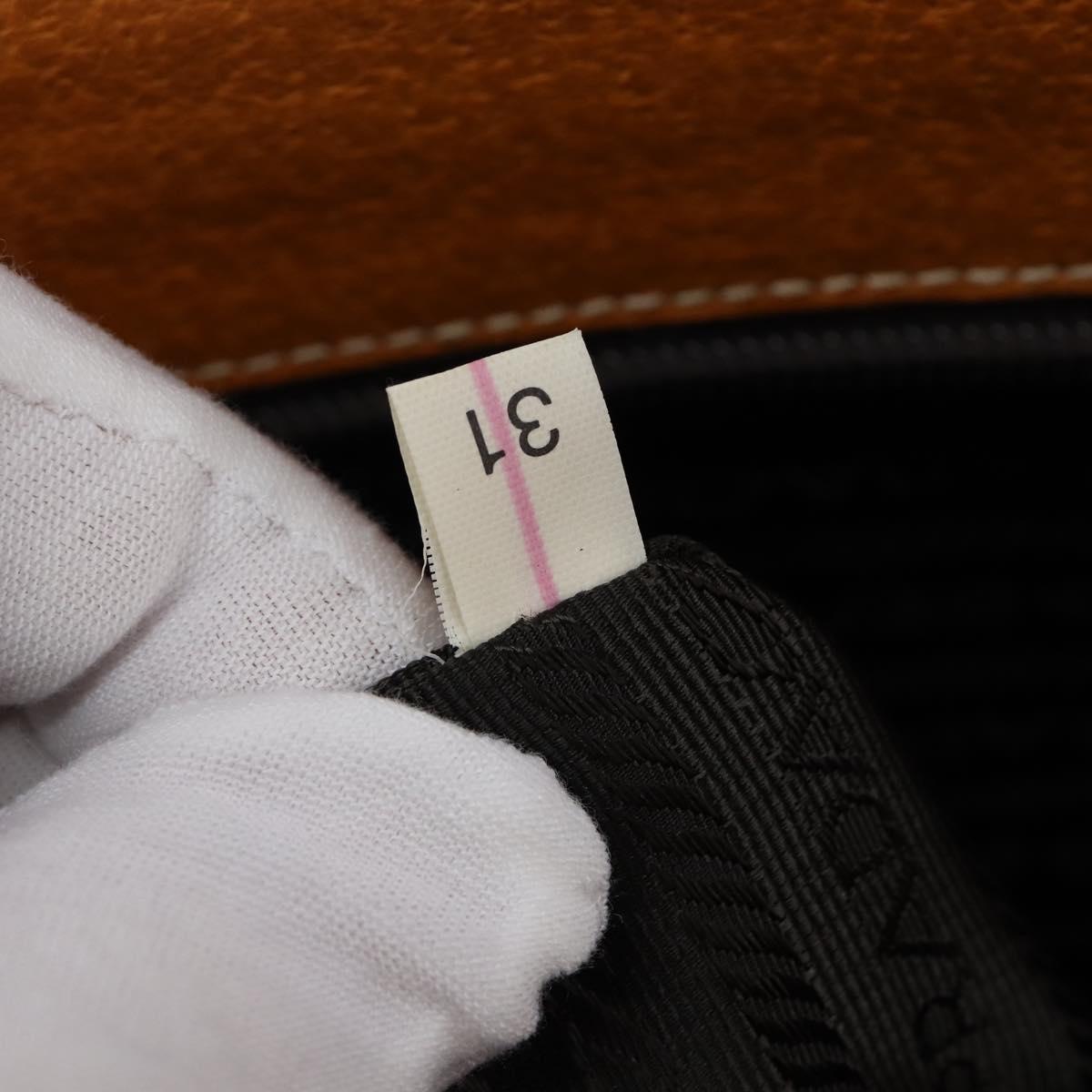 PRADA Tote Bag Canvas Beige Silver Auth 148319