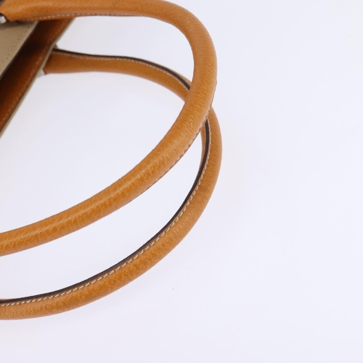 PRADA Tote Bag Canvas Beige Silver Auth 148319