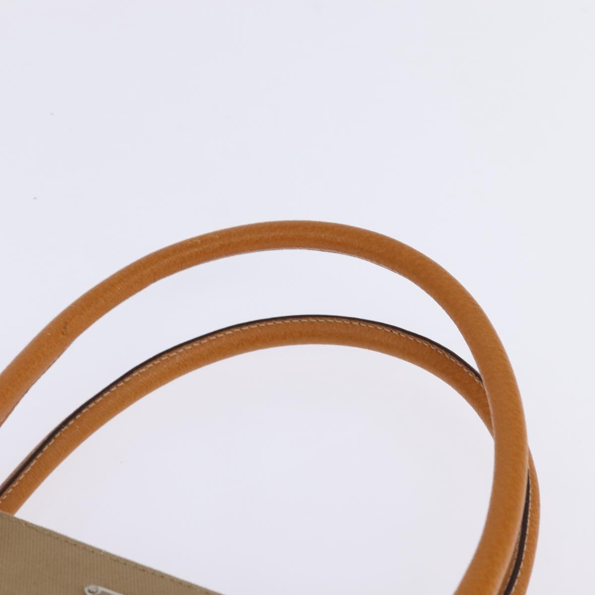 PRADA Tote Bag Canvas Beige Silver Auth 148319