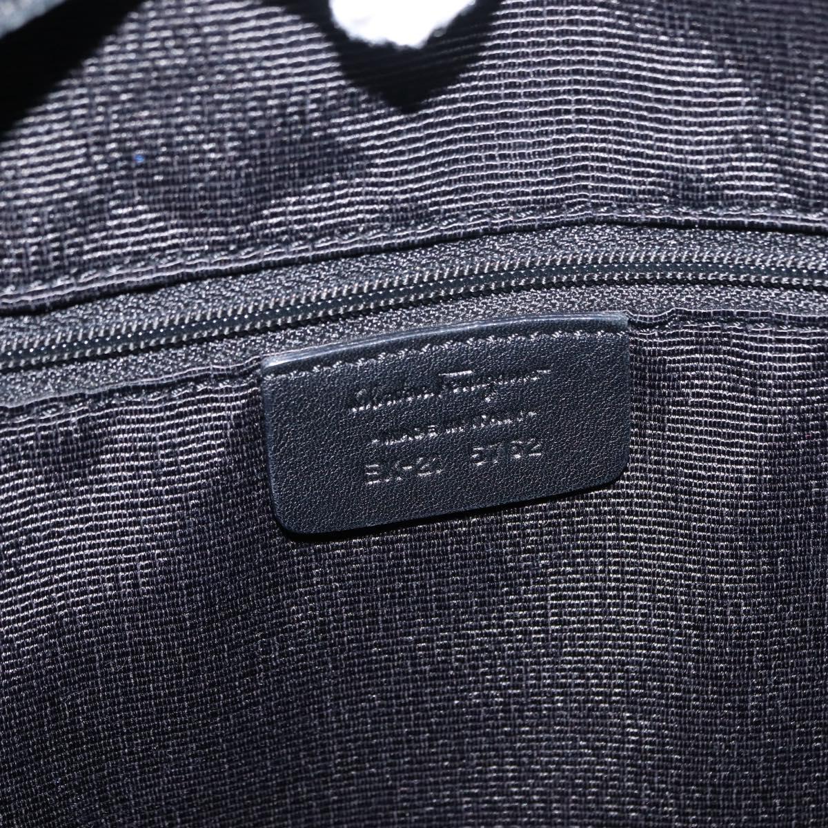 Salvatore Ferragamo Gancini Shoulder Bag Canvas Black Silver Auth 148320