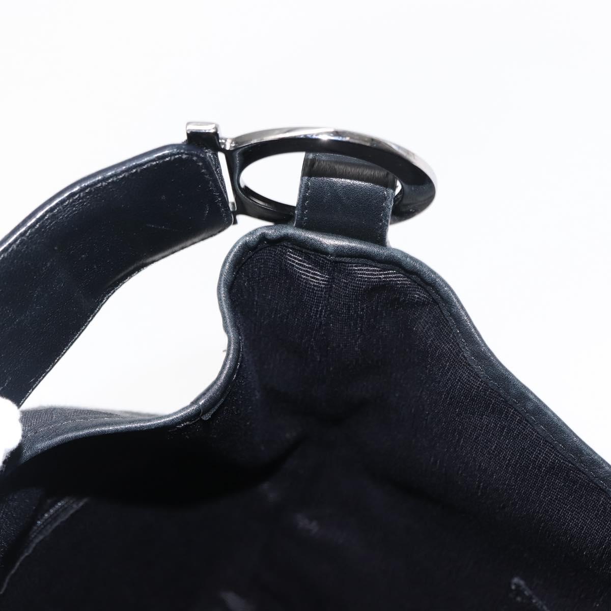 Salvatore Ferragamo Gancini Shoulder Bag Canvas Black Silver Auth 148320