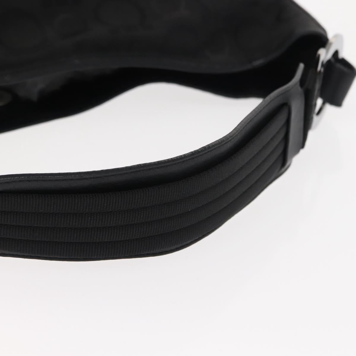 Salvatore Ferragamo Gancini Shoulder Bag Canvas Black Silver Auth 148320