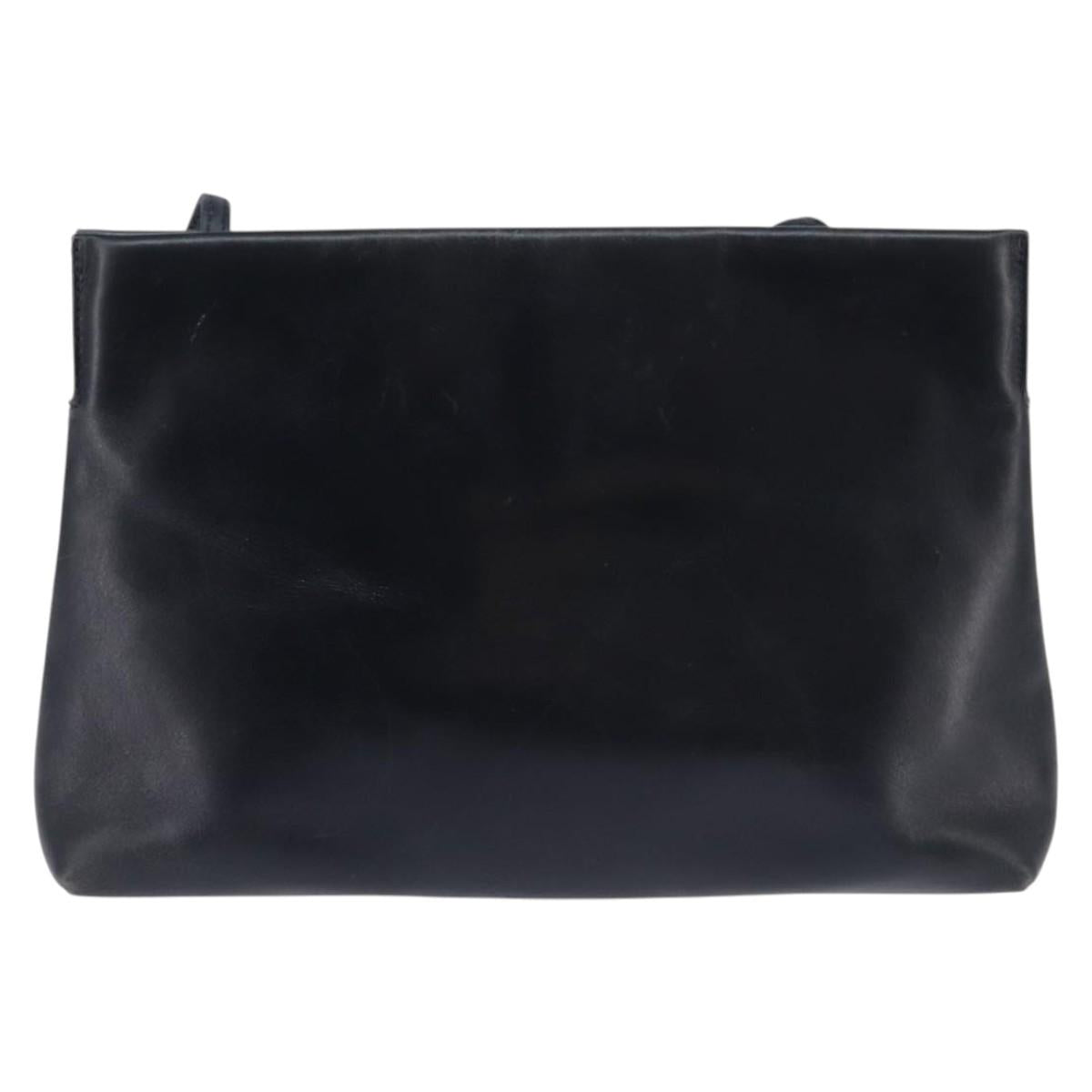 Salvatore Ferragamo Vala Shoulder Bag Leather Navy Gold Auth 148321