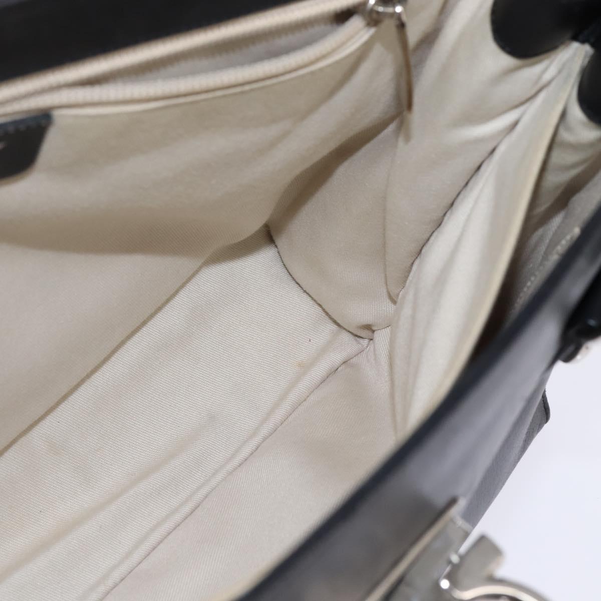 Salvatore Ferragamo Gancini Hand Bag Leather Black Silver Auth 148322