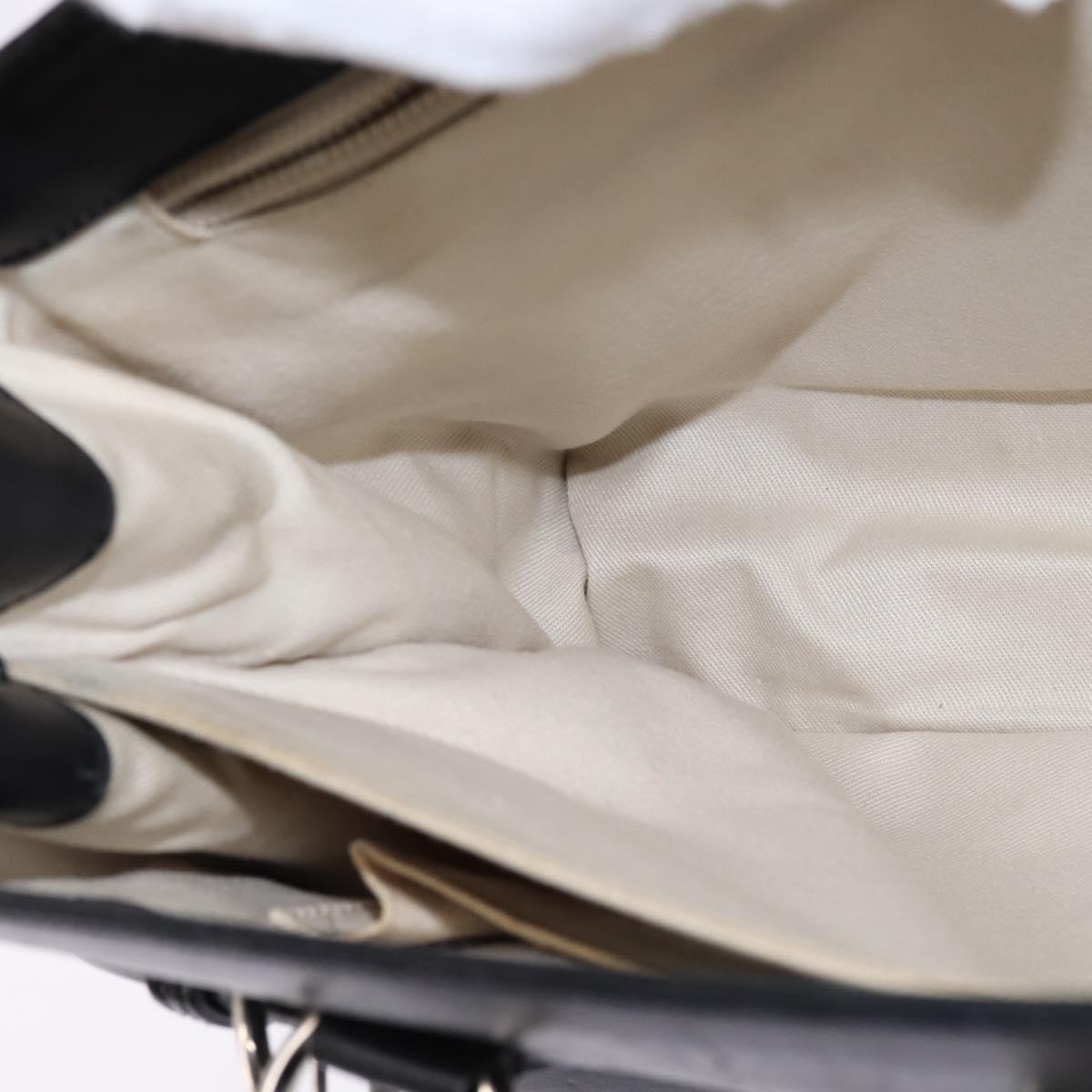 Salvatore Ferragamo Gancini Hand Bag Leather Black Silver Auth 148322