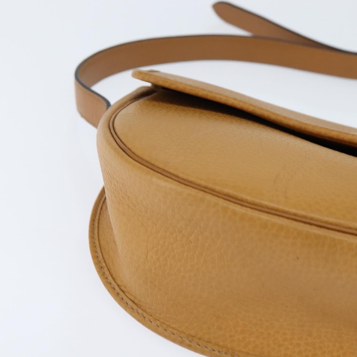 Christian Dior Shoulder Bag Leather Brown Gold Auth 148323