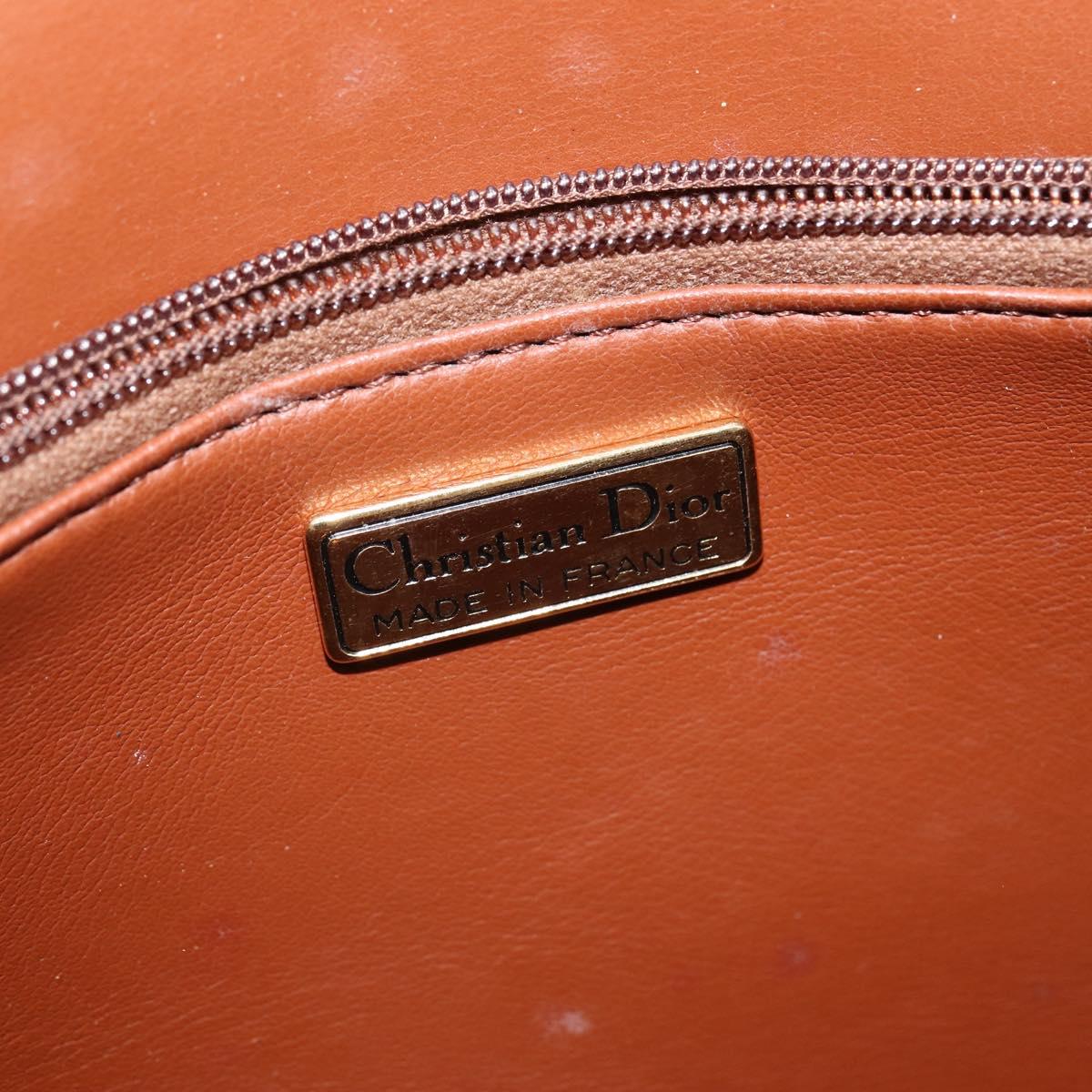 Christian Dior Shoulder Bag Leather Brown Gold Auth 148323