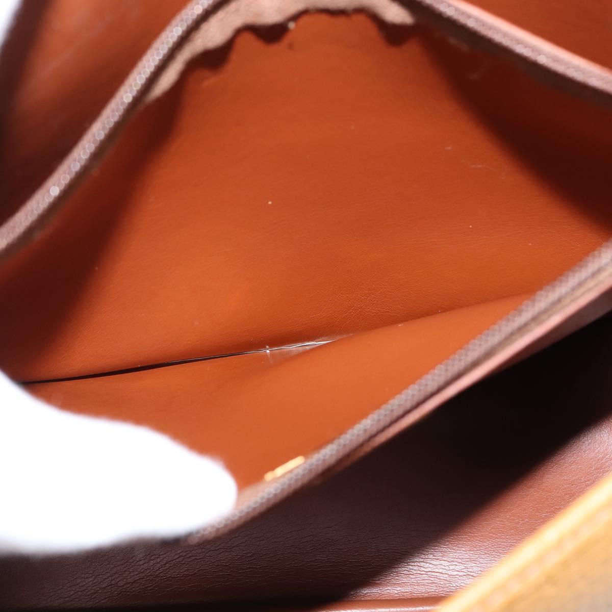 Christian Dior Shoulder Bag Leather Brown Gold Auth 148323