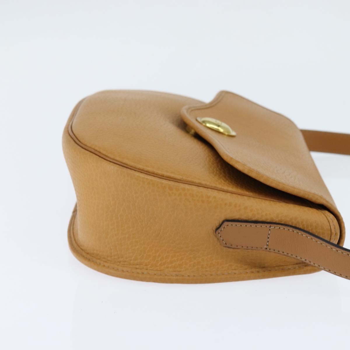 Christian Dior Shoulder Bag Leather Brown Gold Auth 148323