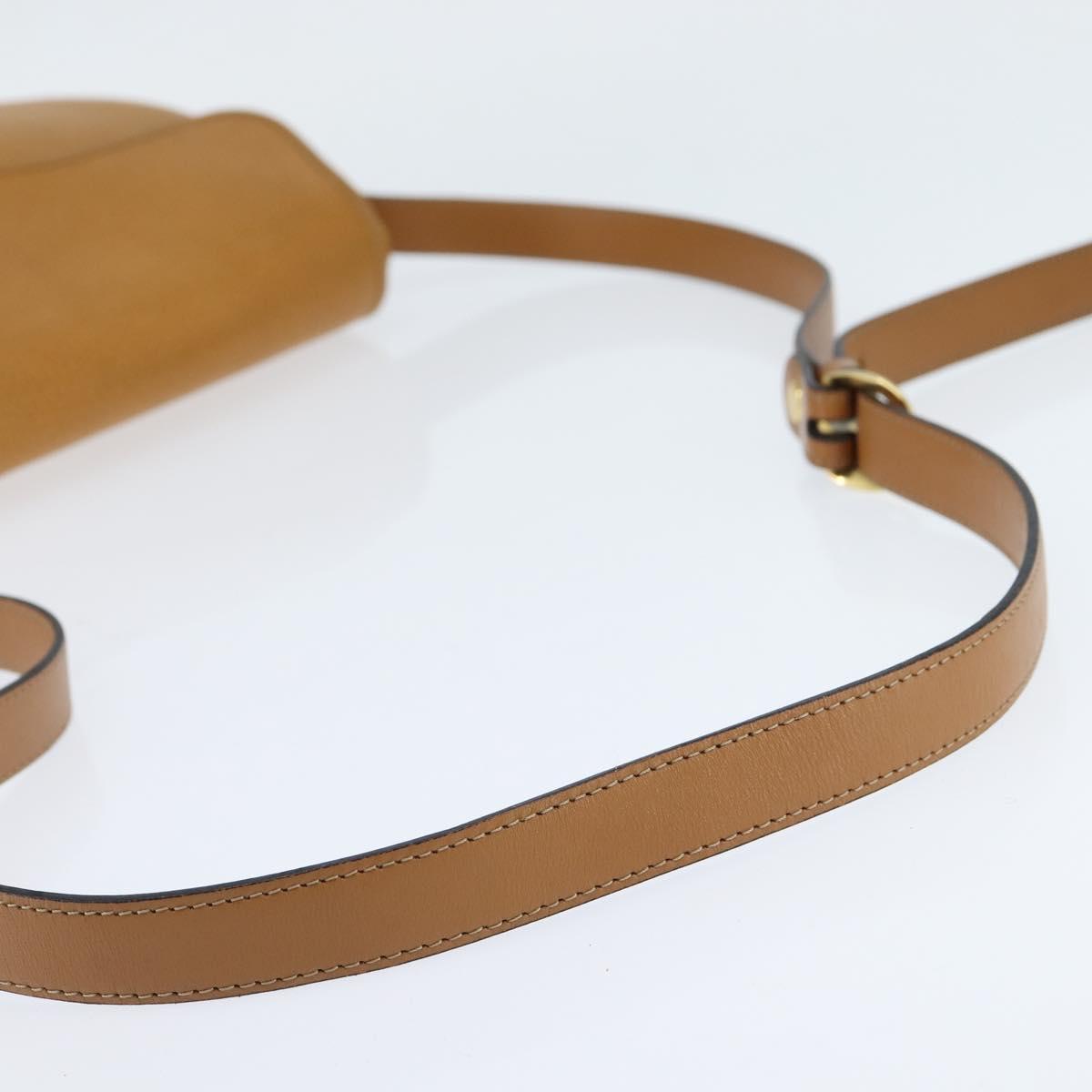 Christian Dior Shoulder Bag Leather Brown Gold Auth 148323