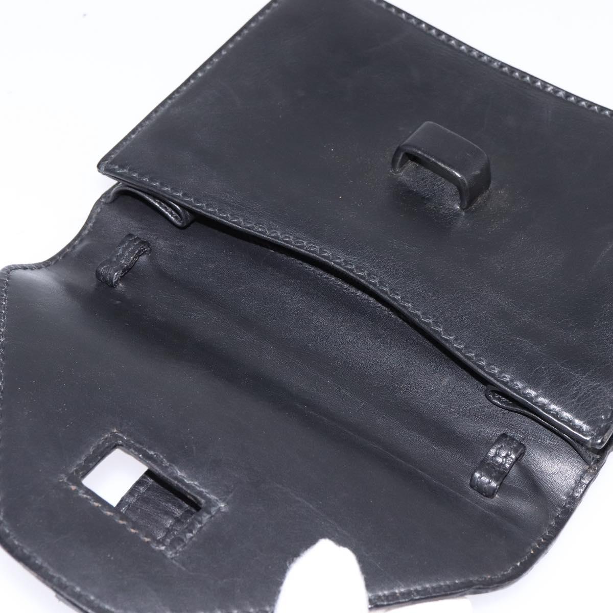 GUCCI Clutch Bag Leather Black Auth 148324