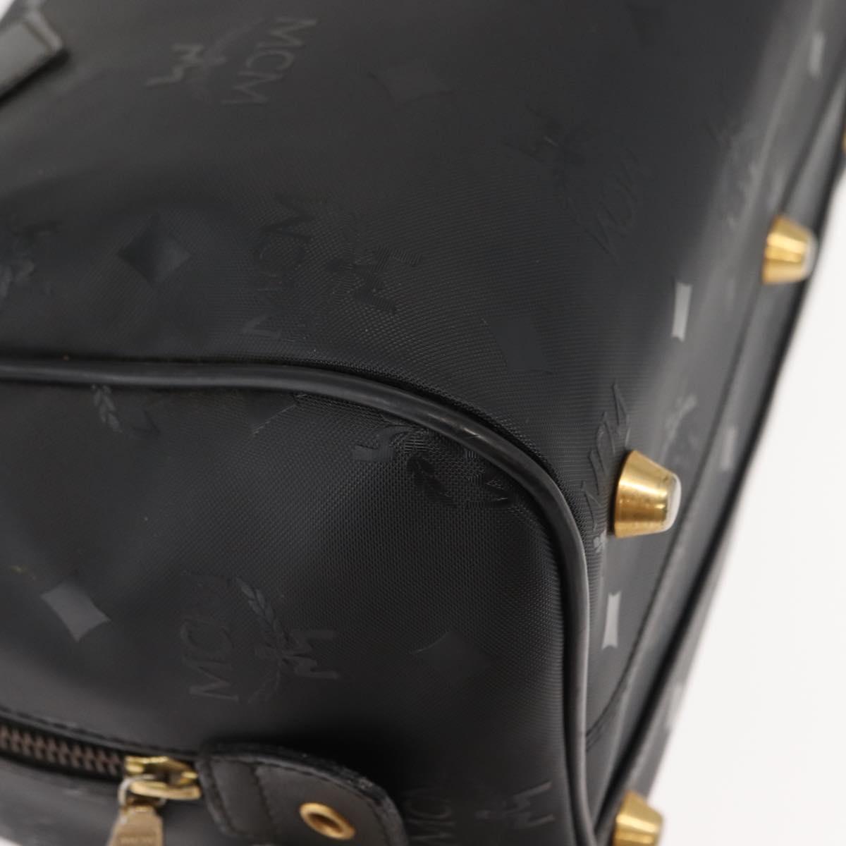 MCM Vicetos Logogram Hand Bag PVC 2way Black Gold Auth 148328