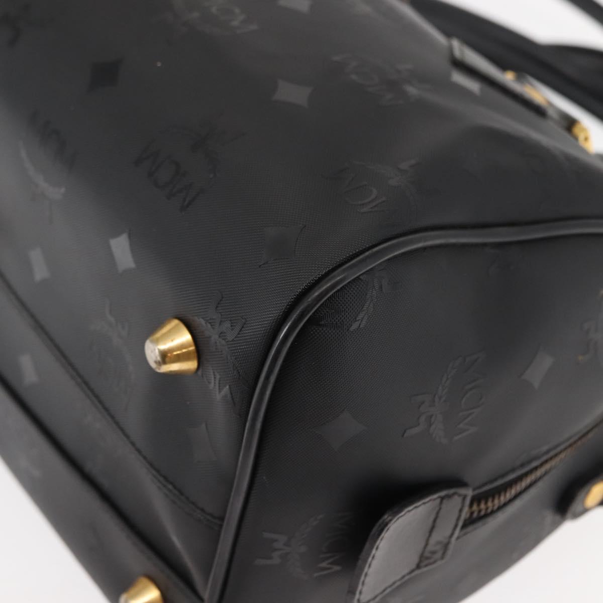 MCM Vicetos Logogram Hand Bag PVC 2way Black Gold Auth 148328