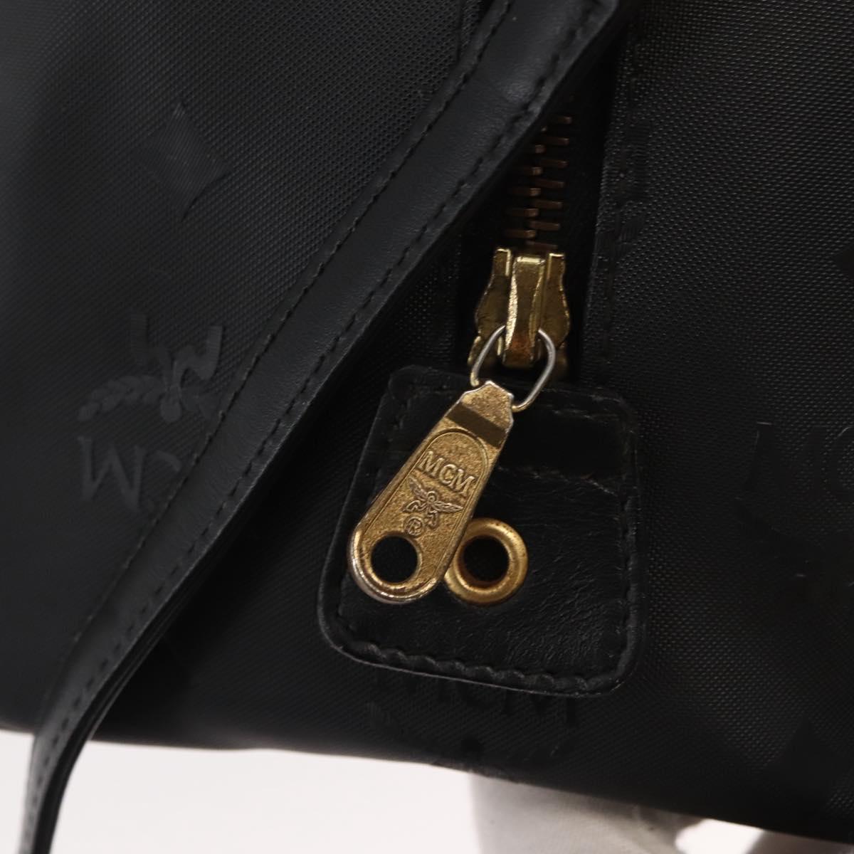 MCM Vicetos Logogram Hand Bag PVC 2way Black Gold Auth 148328