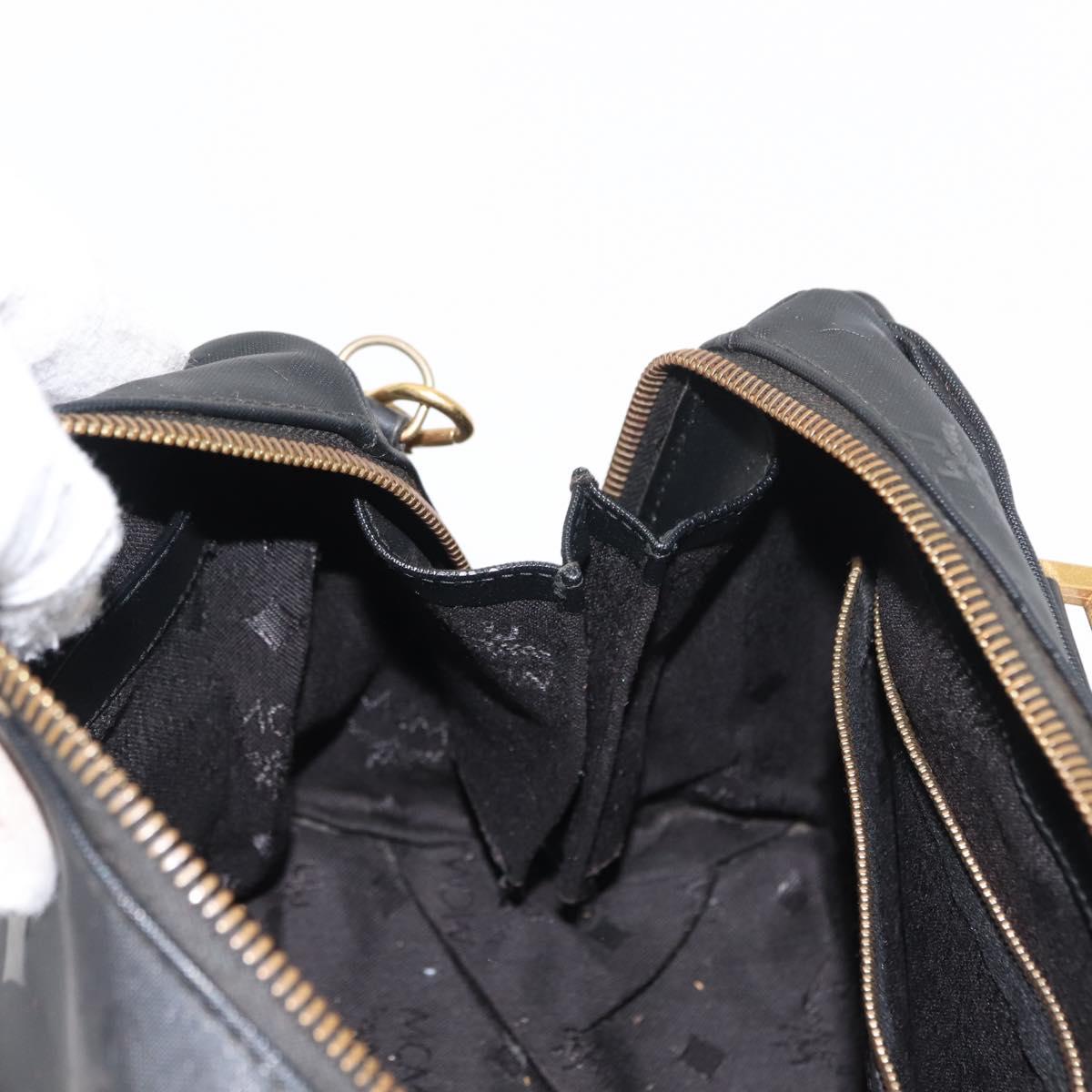MCM Vicetos Logogram Hand Bag PVC 2way Black Gold Auth 148328
