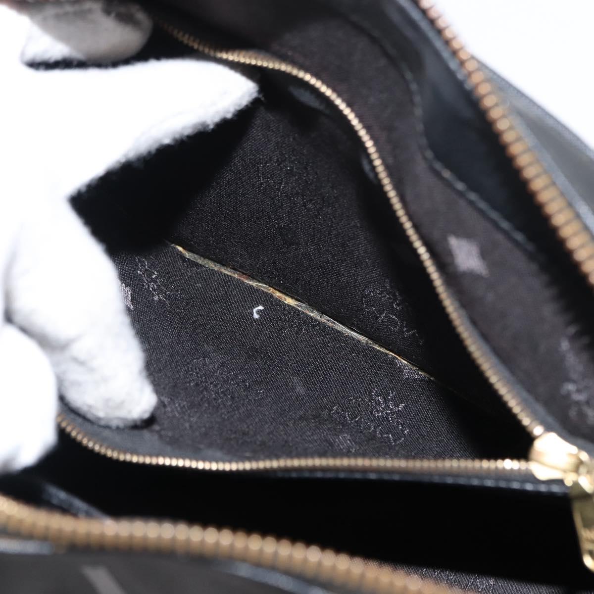 MCM Vicetos Logogram Hand Bag PVC 2way Black Gold Auth 148328