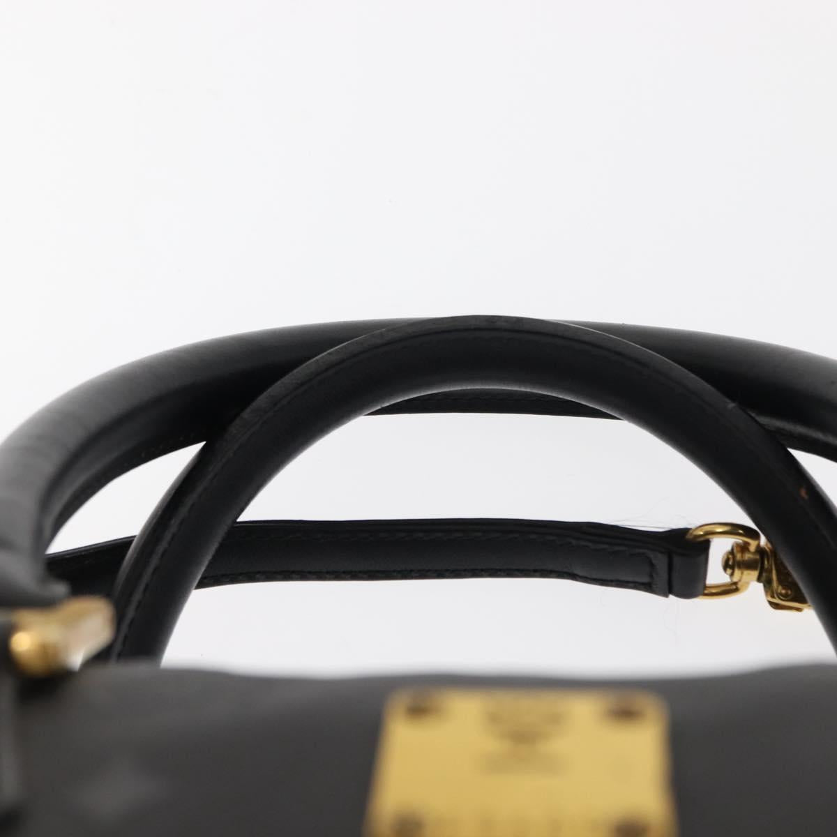MCM Vicetos Logogram Hand Bag PVC 2way Black Gold Auth 148328