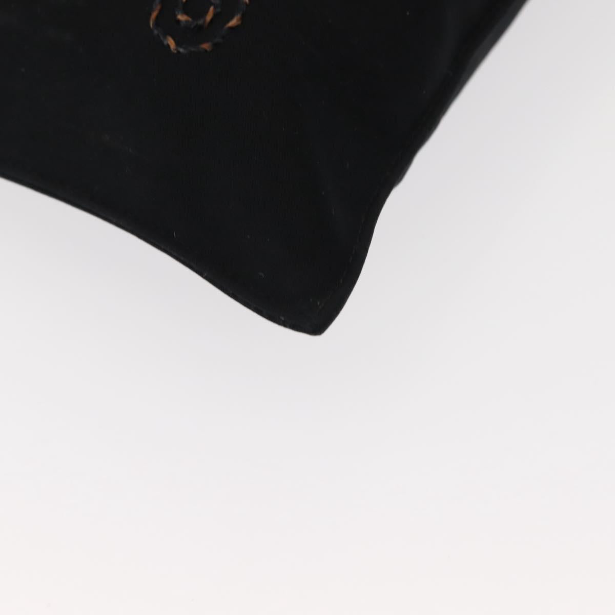 FENDI Shoulder Bag Nylon Black Gold Auth 148347