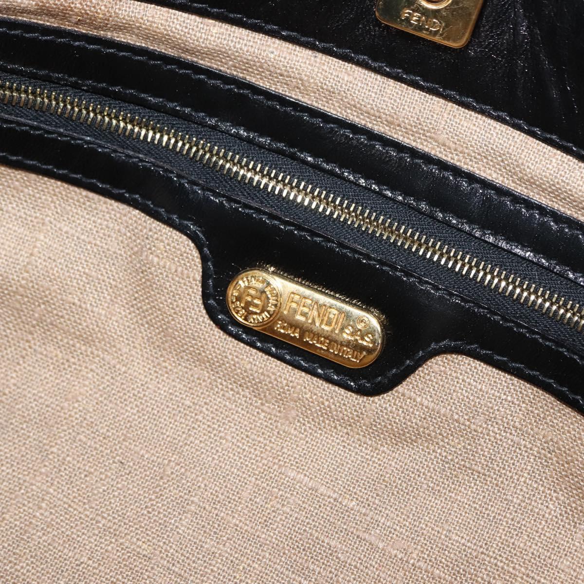 FENDI Shoulder Bag Nylon Black Gold Auth 148347