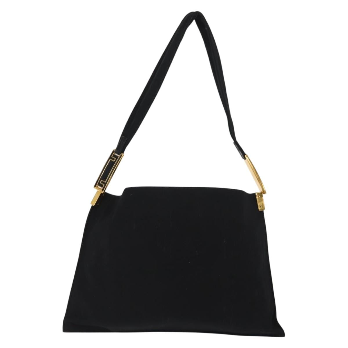 FENDI Shoulder Bag Nylon Black Gold Auth 148347