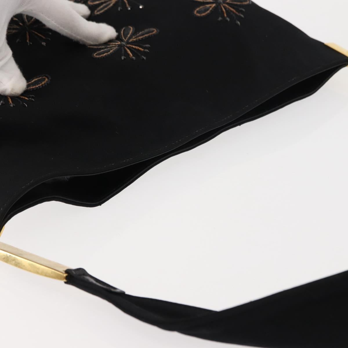 FENDI Shoulder Bag Nylon Black Gold Auth 148347