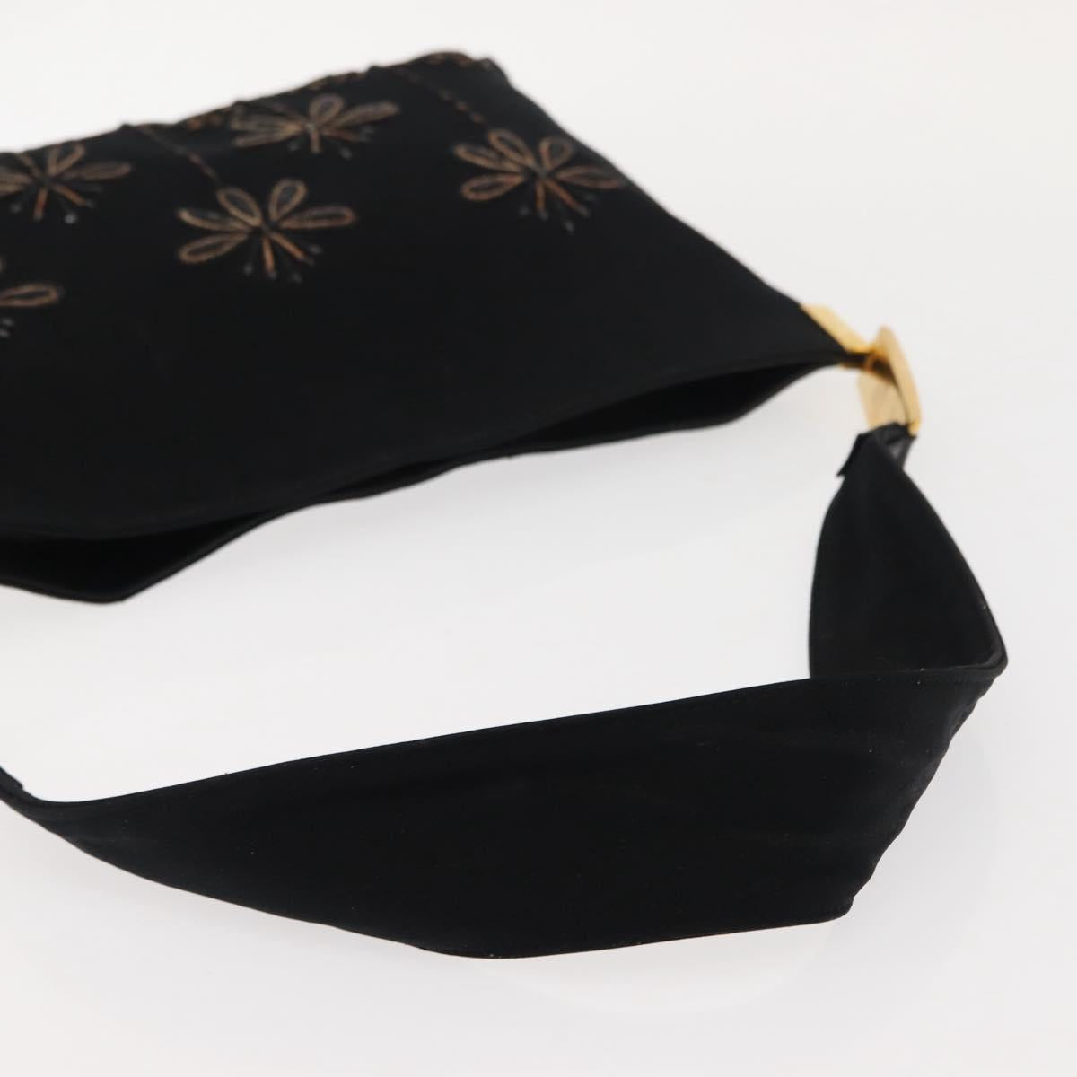 FENDI Shoulder Bag Nylon Black Gold Auth 148347