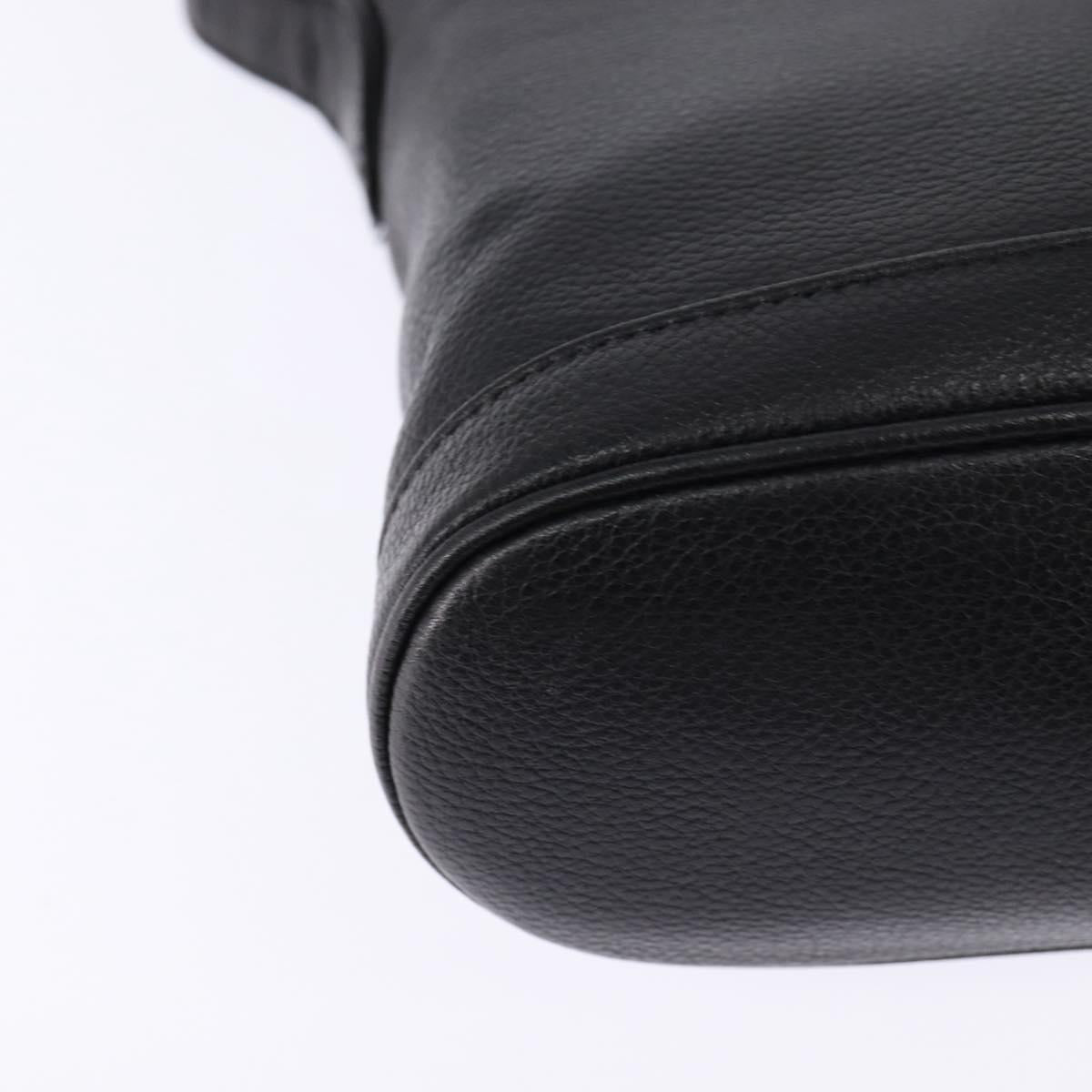 SAINT LAURENT Shoulder Bag Leather Black Gold Auth 148350