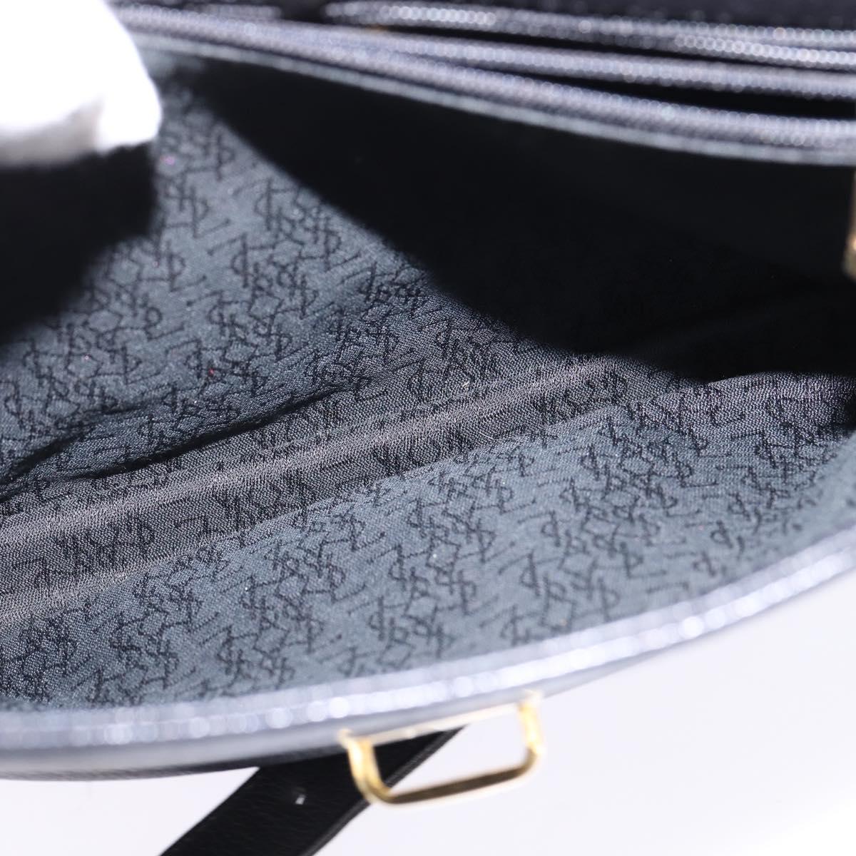 SAINT LAURENT Shoulder Bag Leather Black Gold Auth 148350