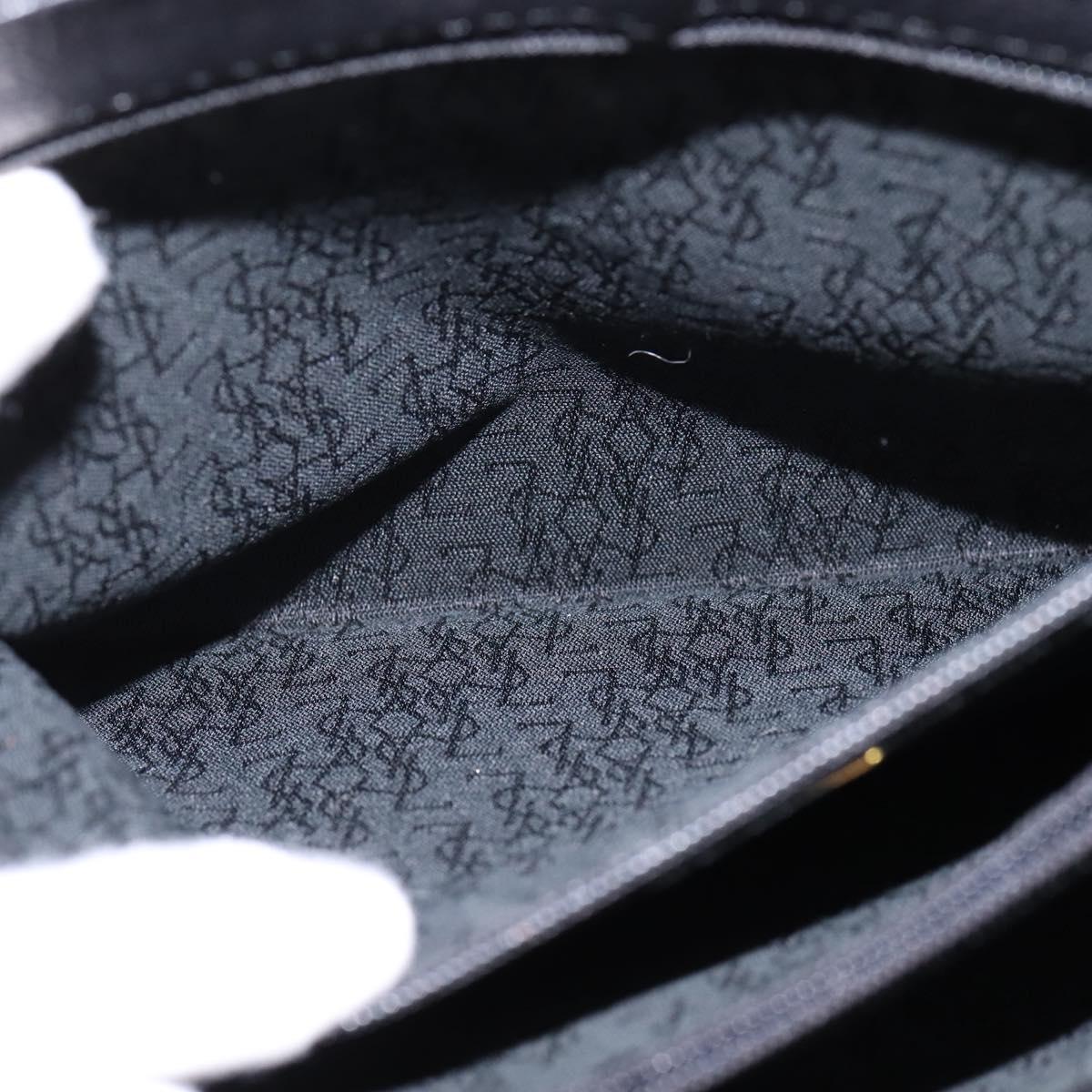 SAINT LAURENT Shoulder Bag Leather Black Gold Auth 148350