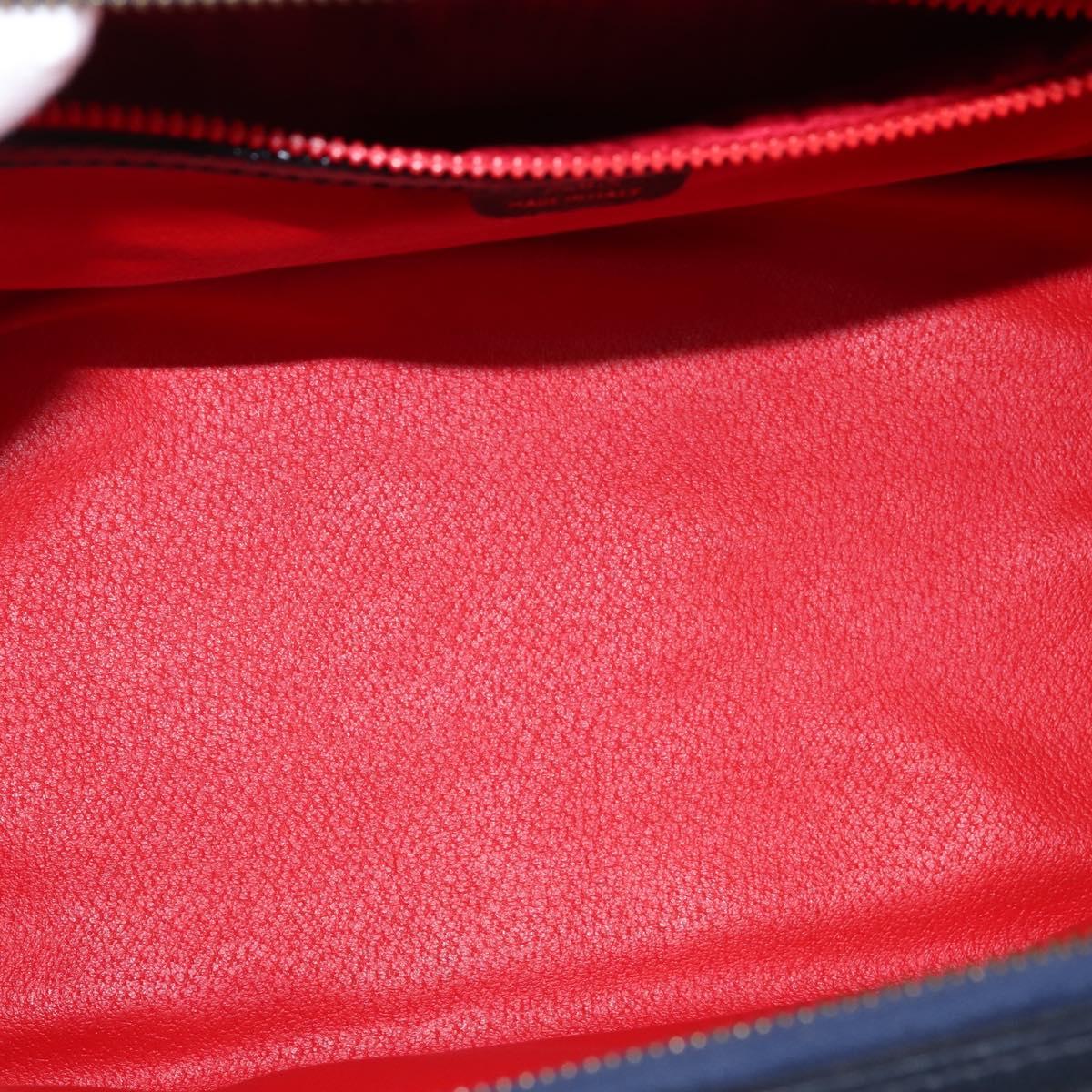 CELINE Hand Bag Leather 2way Navy Gold Auth 148353