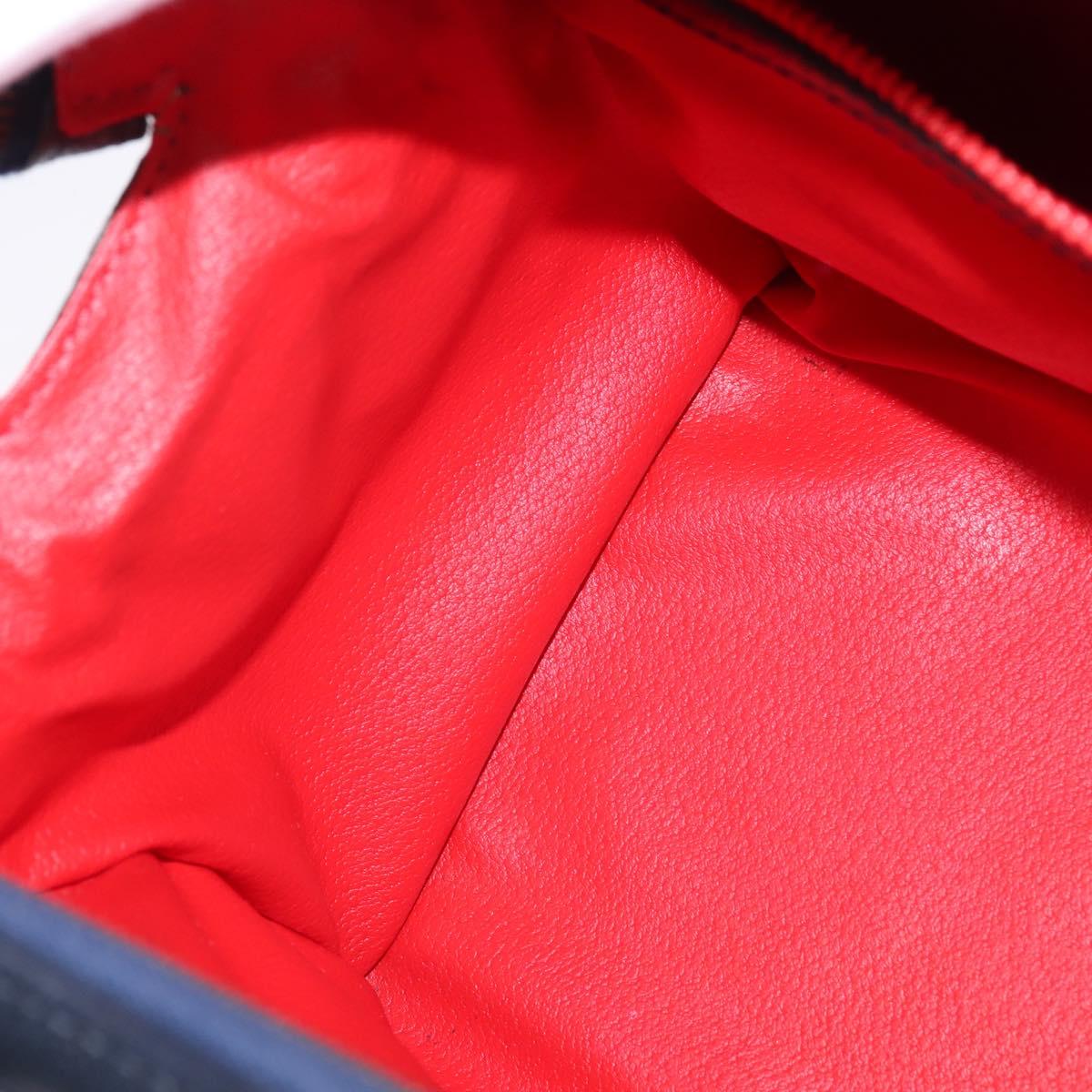 CELINE Hand Bag Leather 2way Navy Gold Auth 148353