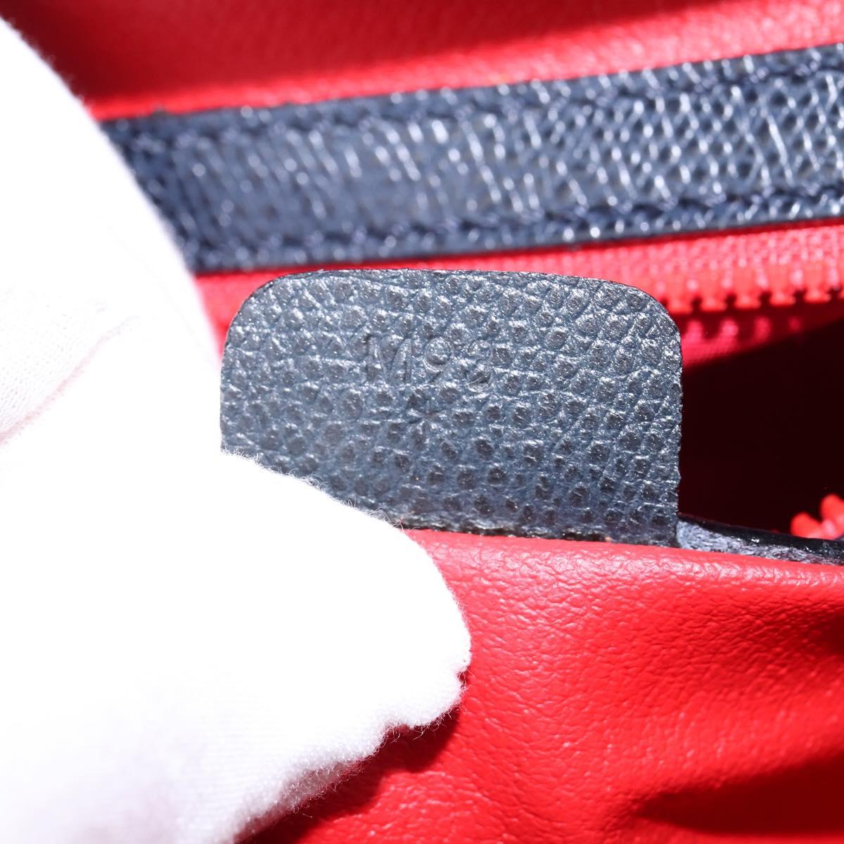 CELINE Hand Bag Leather 2way Navy Gold Auth 148353