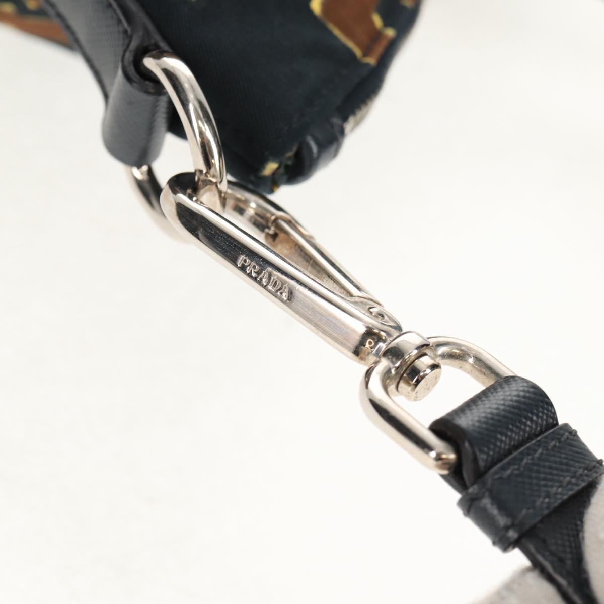 PRADA Hand Bag Nylon 2way Brown Silver Auth 148372