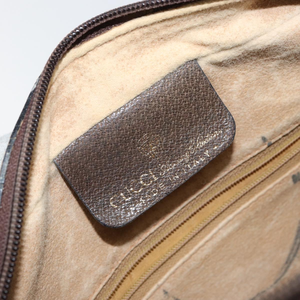 GUCCI GG Supreme Web Sherry Line Shoulder Bag PVC Beige Gold 010 378 Auth 148373