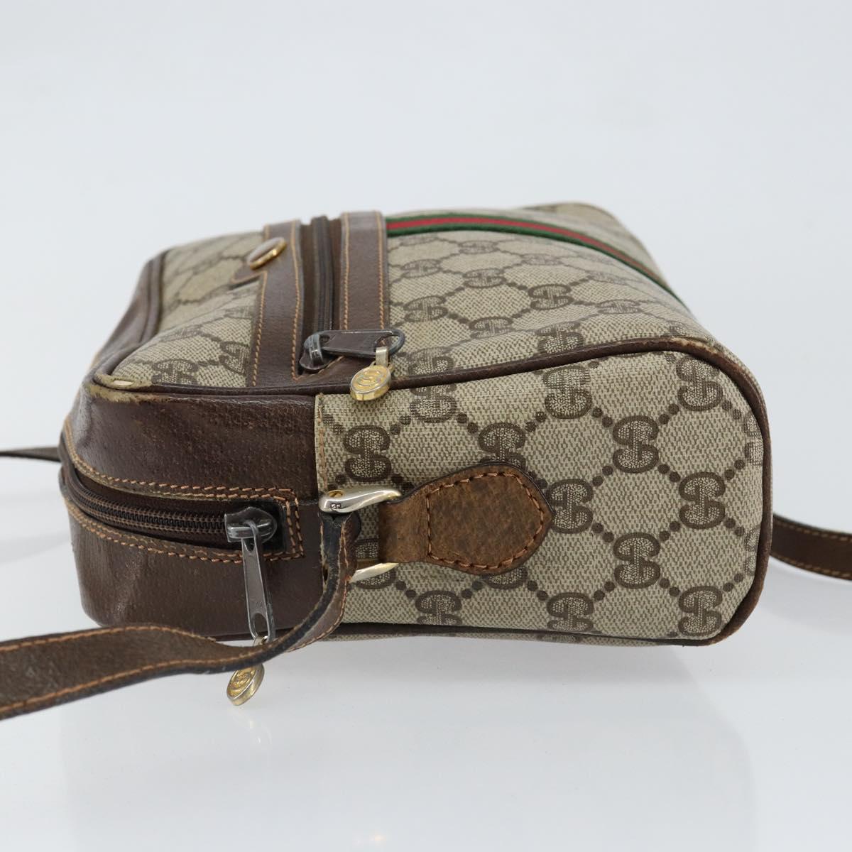 GUCCI GG Supreme Web Sherry Line Shoulder Bag PVC Beige Gold 010 378 Auth 148373