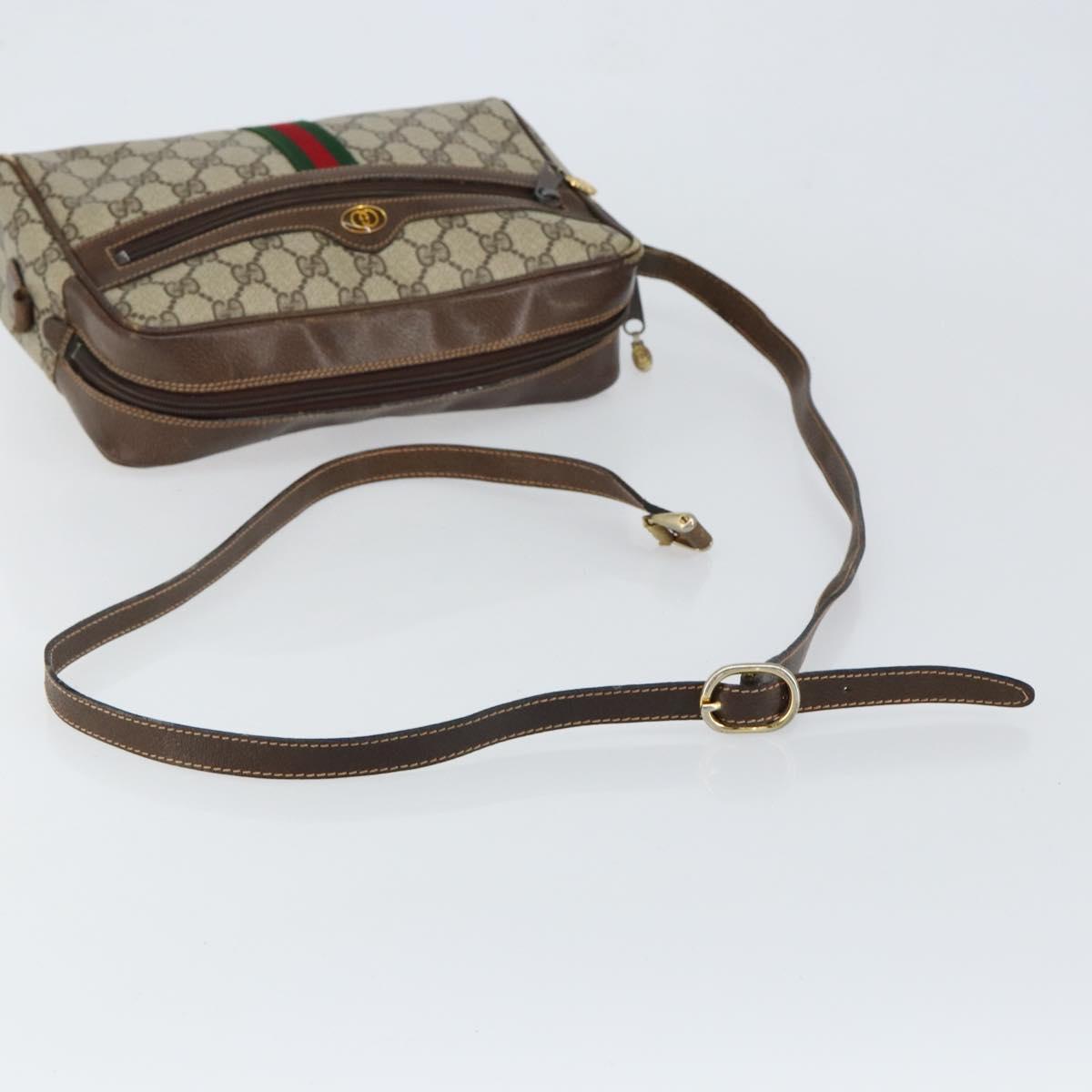 GUCCI GG Supreme Web Sherry Line Shoulder Bag PVC Beige Gold 010 378 Auth 148373