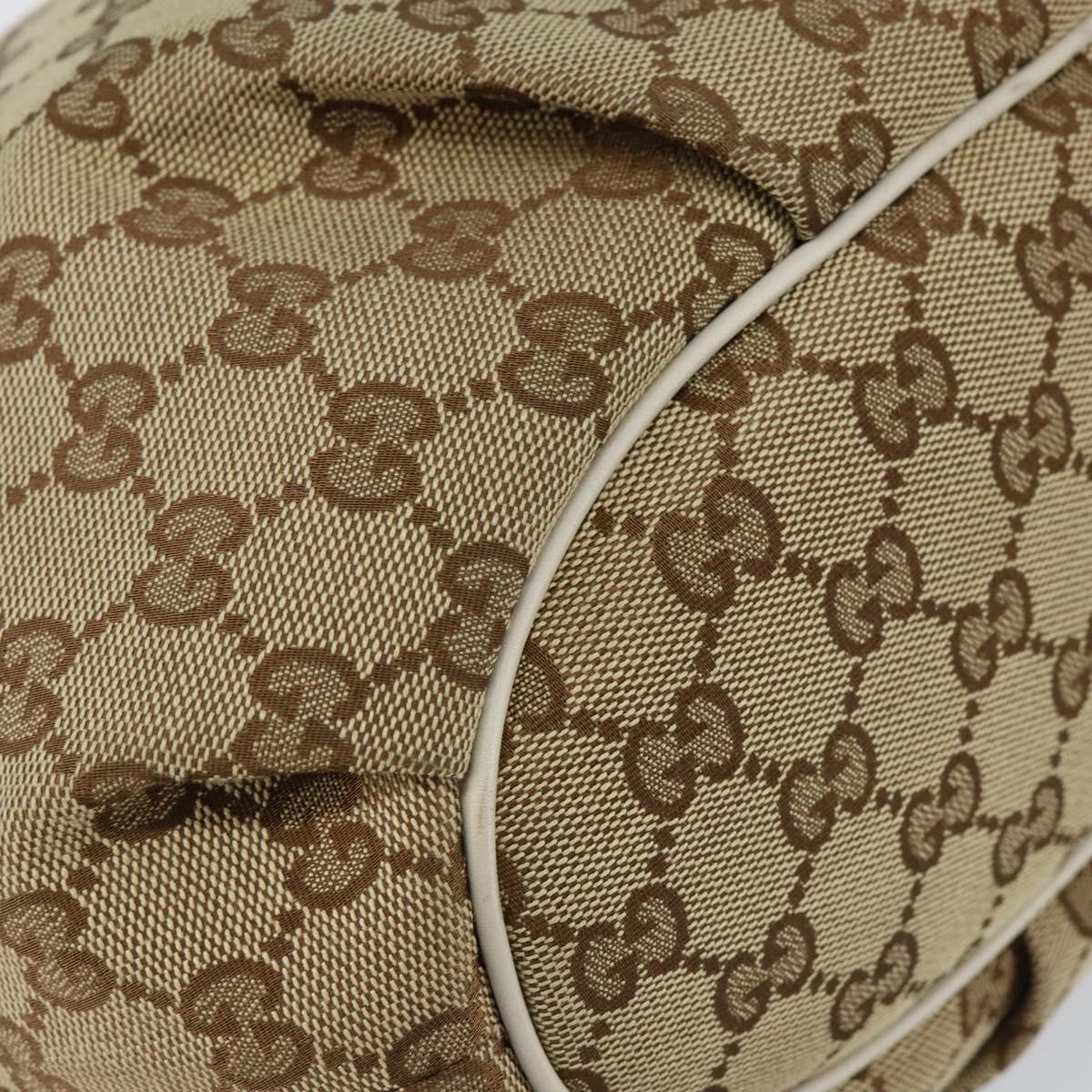 GUCCI GG Canvas Shoulder Bag Beige Gold Auth 148374