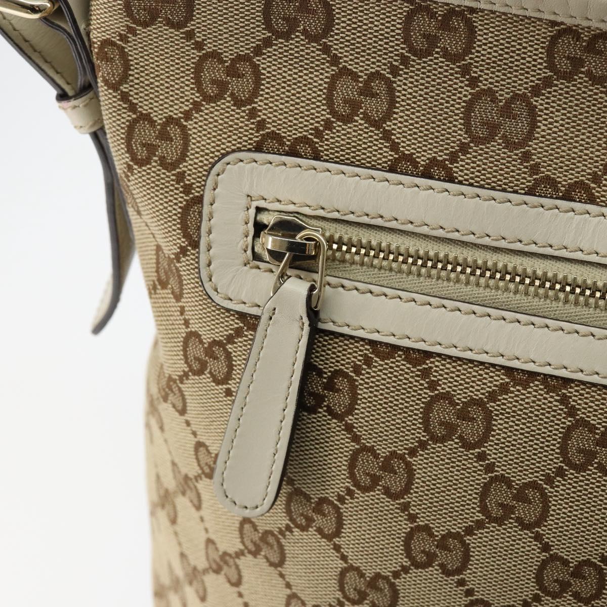 GUCCI GG Canvas Shoulder Bag Beige Gold Auth 148374