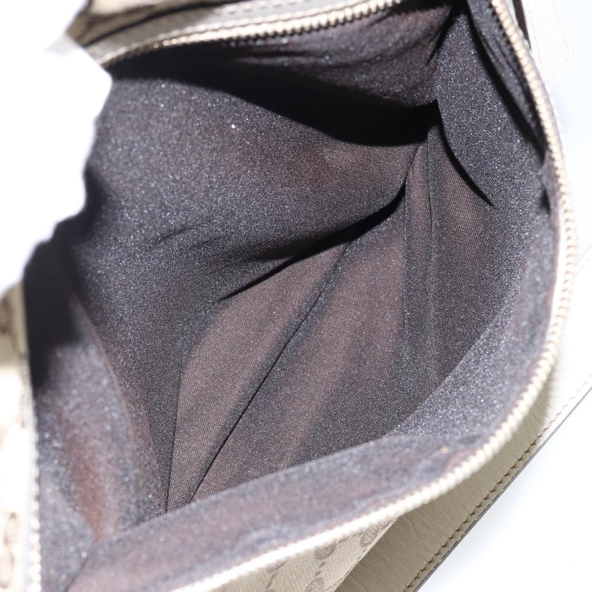 GUCCI GG Canvas Shoulder Bag Beige Gold Auth 148374