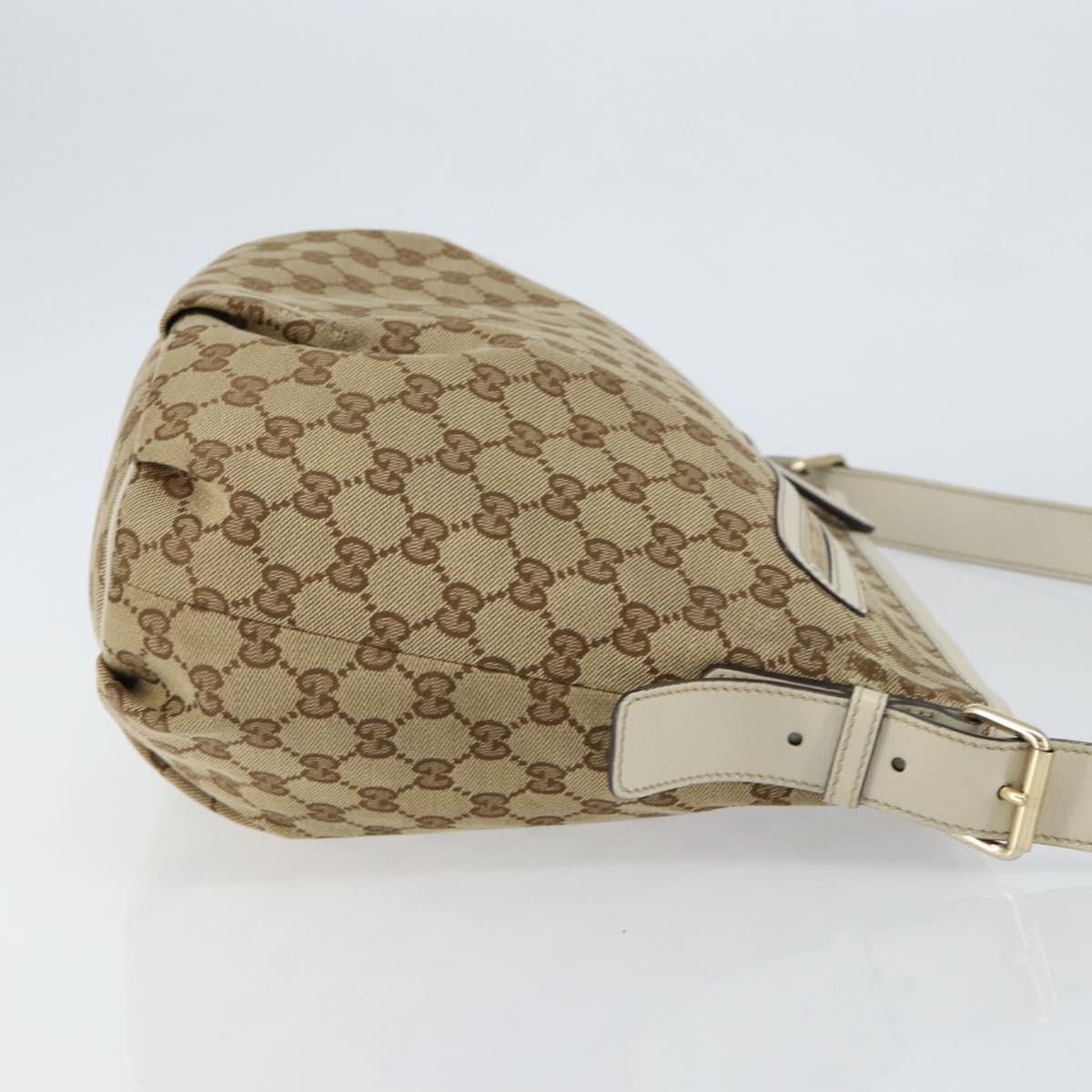 GUCCI GG Canvas Shoulder Bag Beige Gold Auth 148374