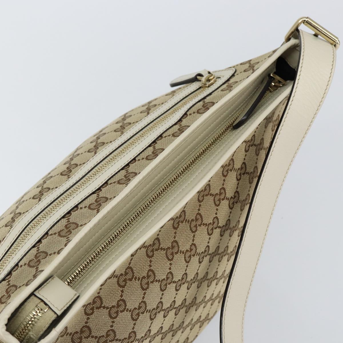GUCCI GG Canvas Shoulder Bag Beige Gold Auth 148374
