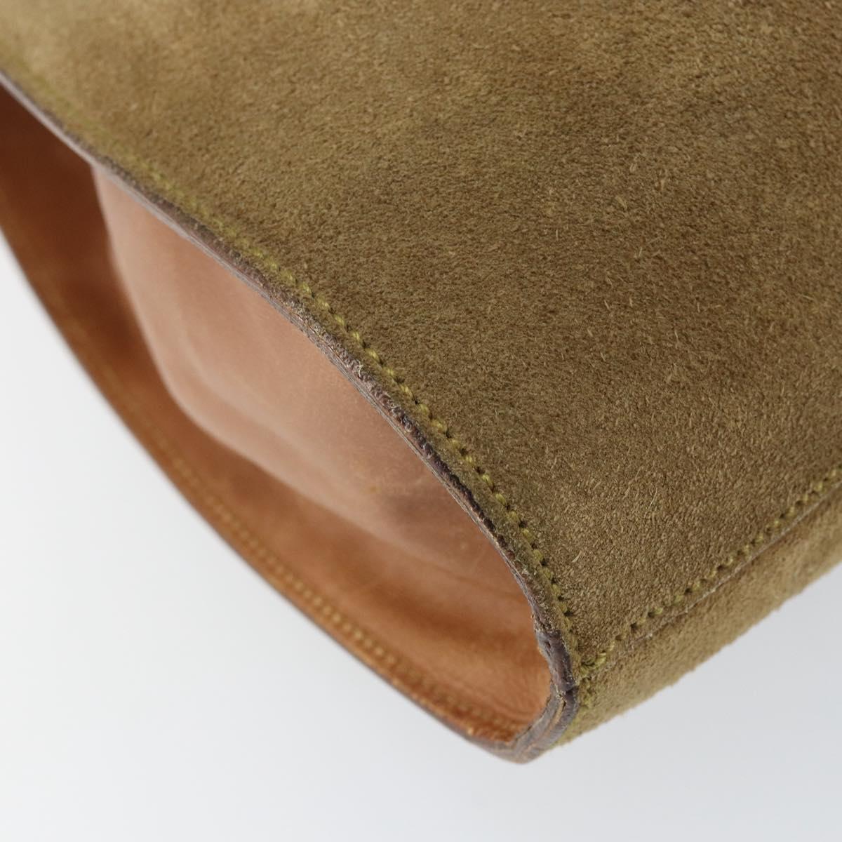 GUCCI Shoulder Bag Suede Beige Gold 76553 Auth 148376